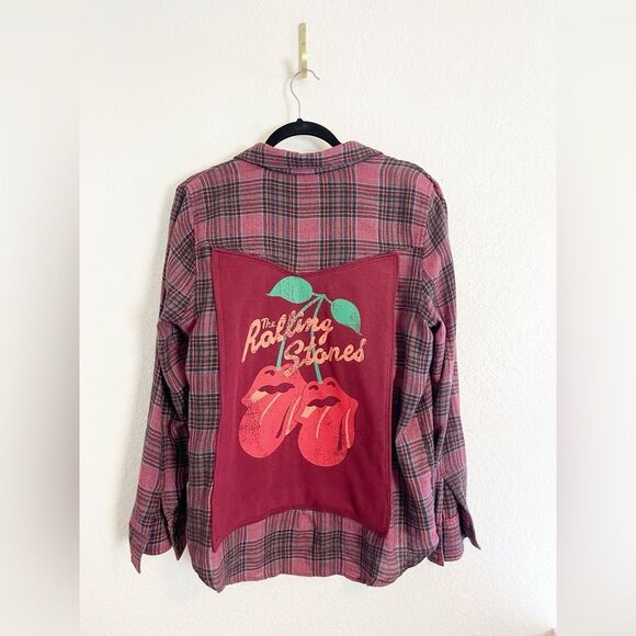 Up cycled flannel long sleeve shirts with your favorite bands! One of a kind! - Picture 7 of 11